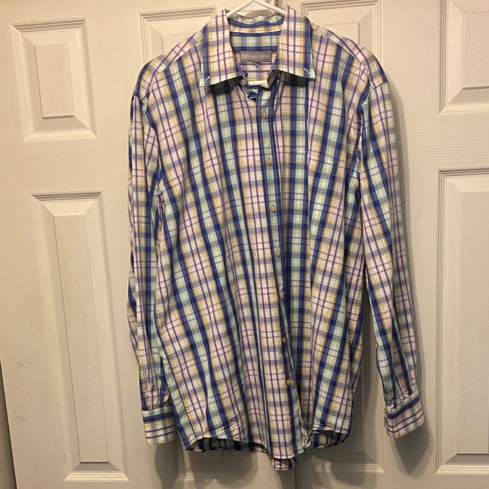 Hickey Freeman Blue and Purple Plaid Shirt